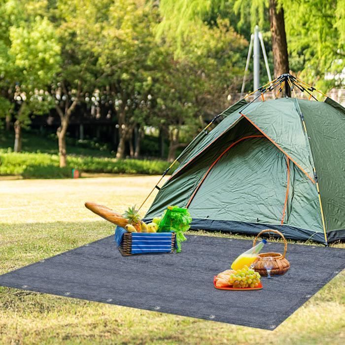 Alfombra de camping XMTECH, lona de suelo de 250x400 cm para caravana, autocaravana, lona impermeable con estacas y bolsa de transporte.