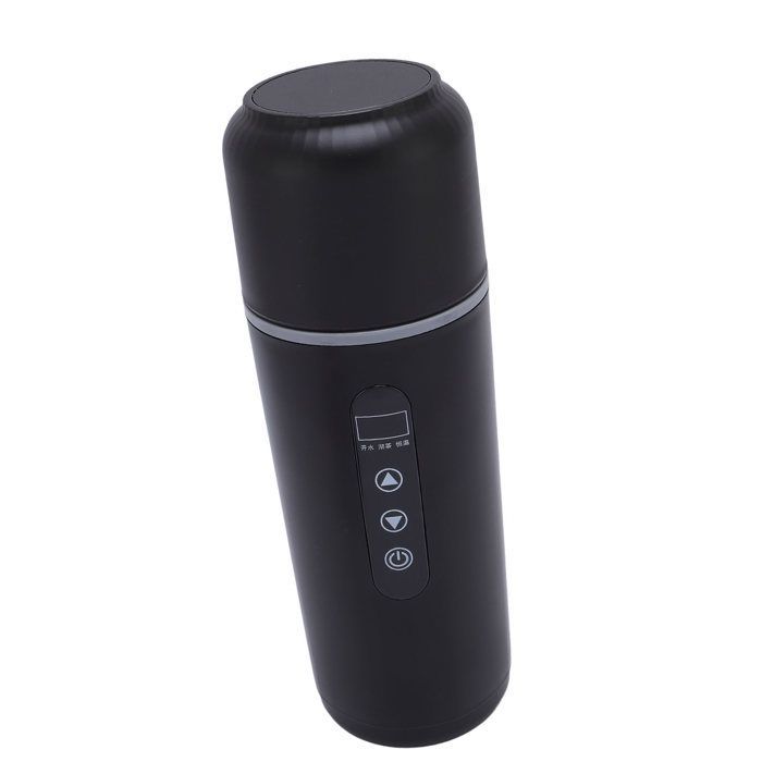 Taza eléctrica portátil para coche Vvikizy de 500 ml, hervidor eléctrico de viaje de 12 V y 24 V, color negro.