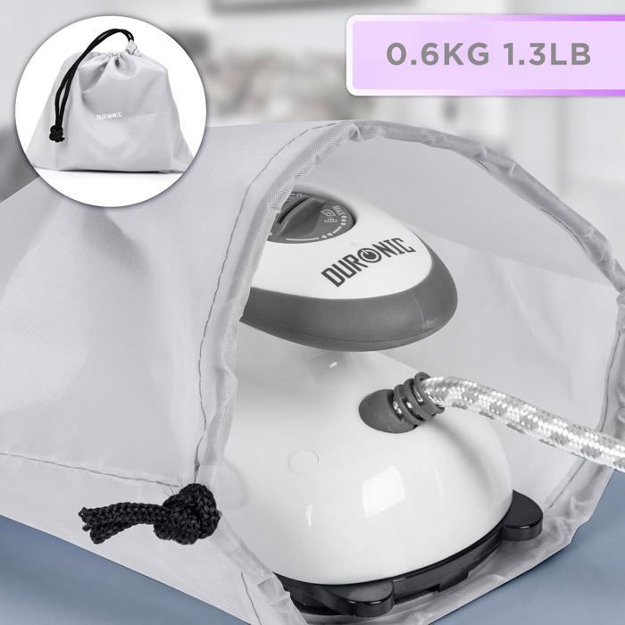 Duronic SI2 WE reisstoomstrijkijzer 375W Lichtgewicht en compact 762g Antiaanbakzoolplaat 50ml waterreservoir Inclusief borstel en
