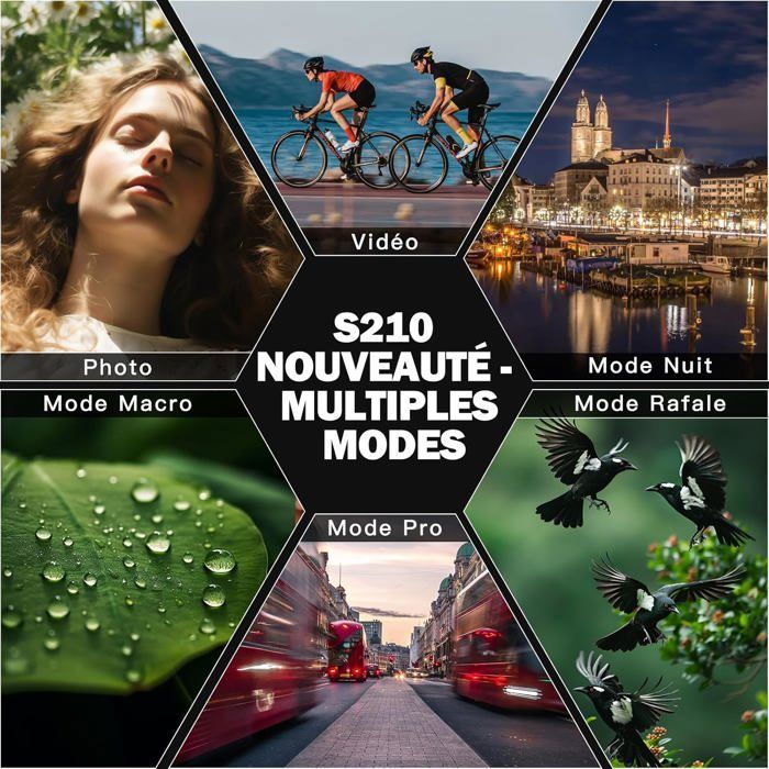 Appareil Photo Numérique 8K 64MP avec Mise Au Point Automatique, Zoom Optique 16X, Écran IPS 3