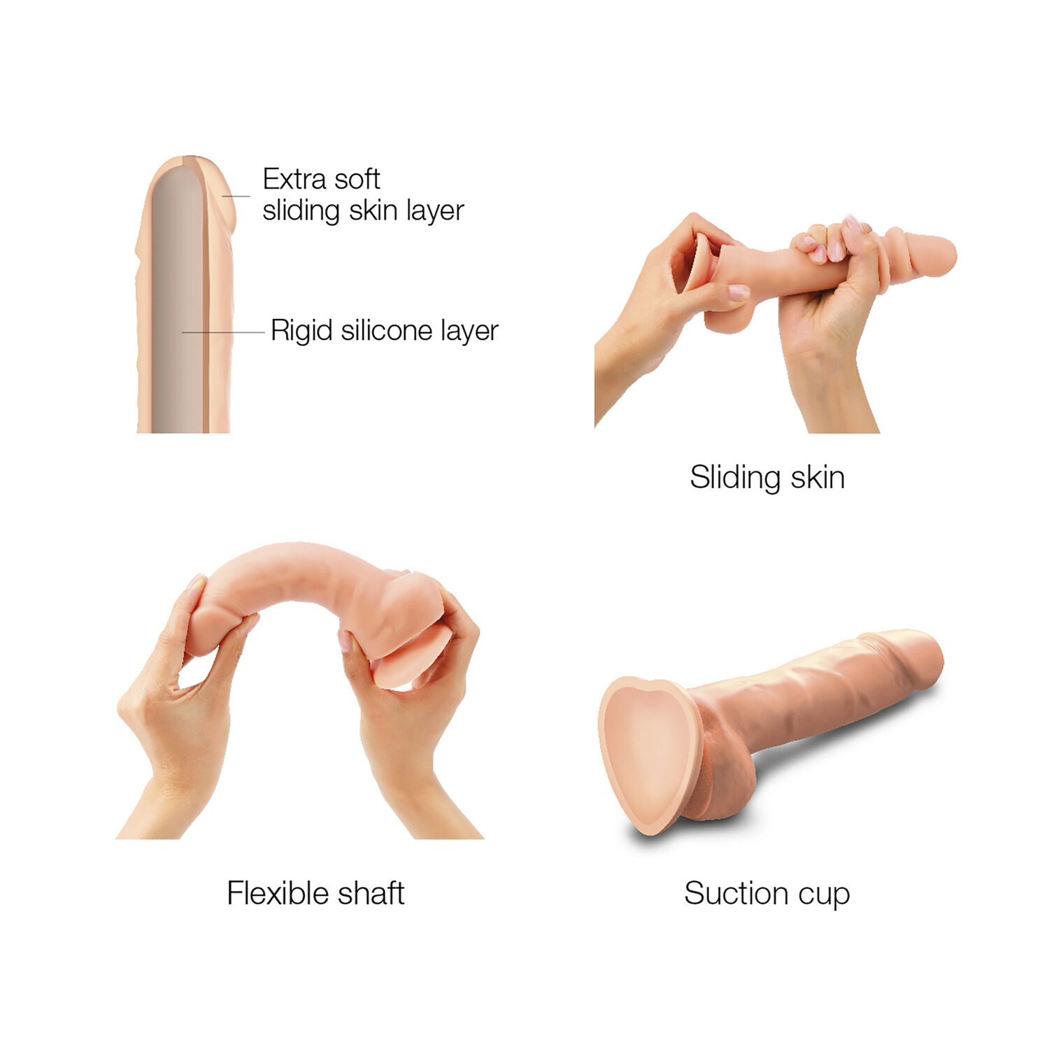 Dildo realistico con pelle liscia, Strap-On-Me, color carne S