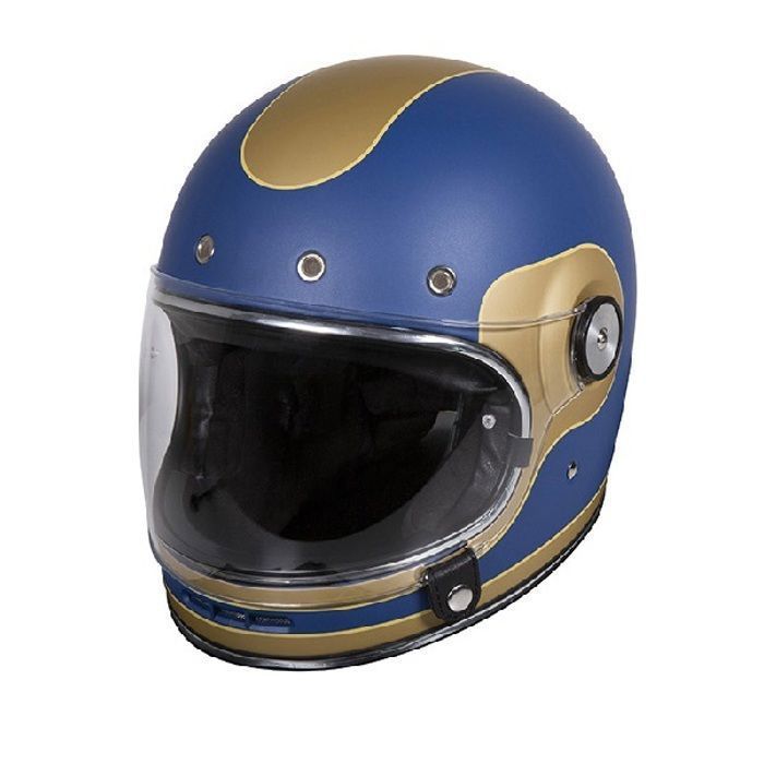 STORMER Advance Retro Integralhelm, Blau-Gold Matt