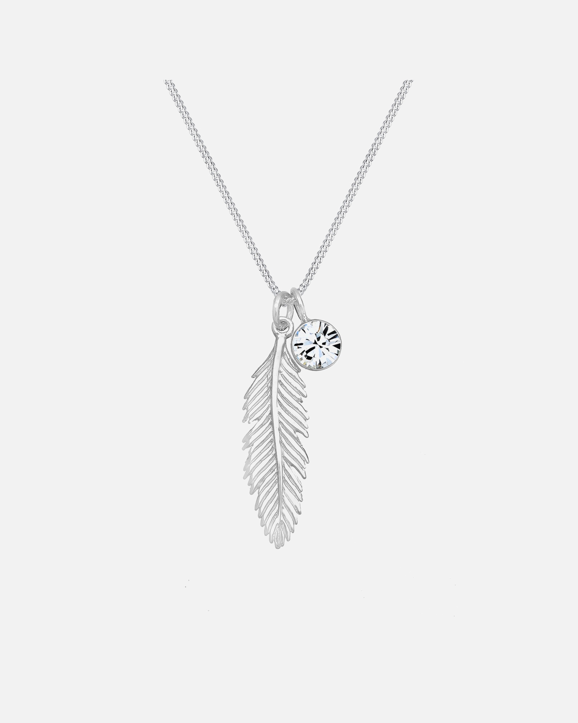 Elli Femmes Pendentif Plume Boho avec Cristal en Argent Sterling 925