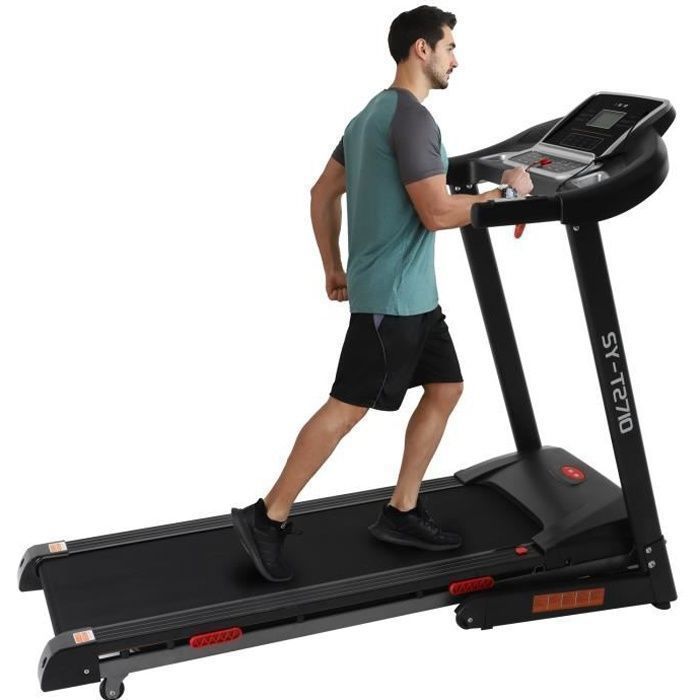 Tapis de Marche/Course  Electrique Pliable,LCD 12 Programmes Verin hydraulique Bluetooth SY-T2710