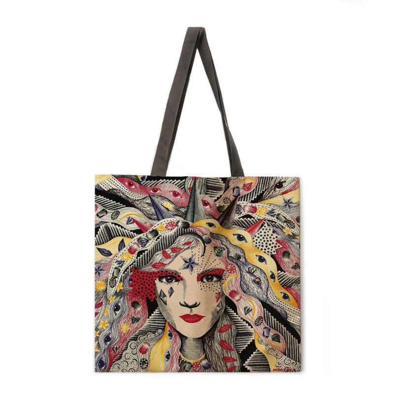 Borsa per la spesa pieghevole con stampa a cartoni animati, borsa a tracolla da donna, borsa casual da donna, borsa da spiaggia alla moda, borsa da donna