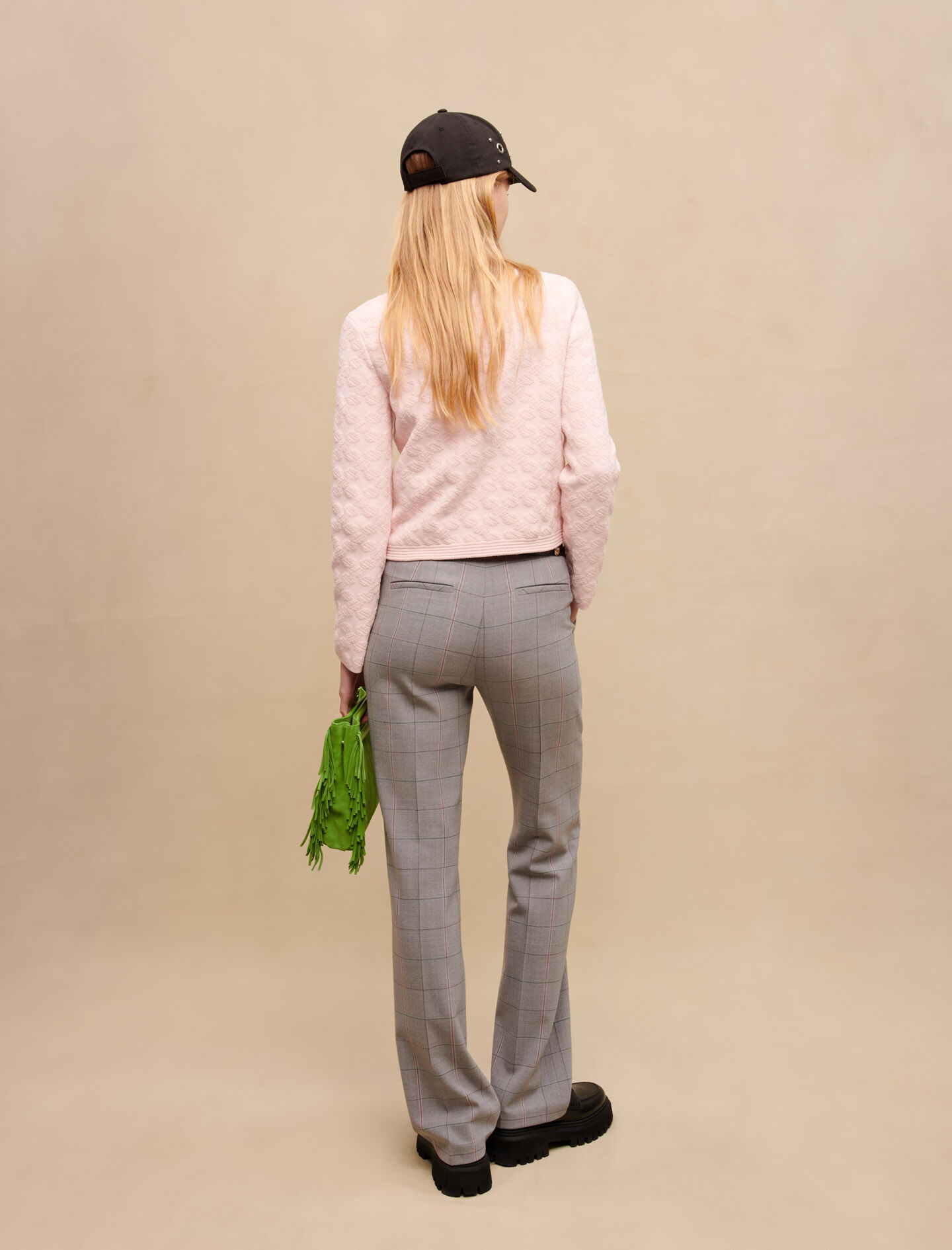 Geruite pantalon met rechte pijpen - Grijs
