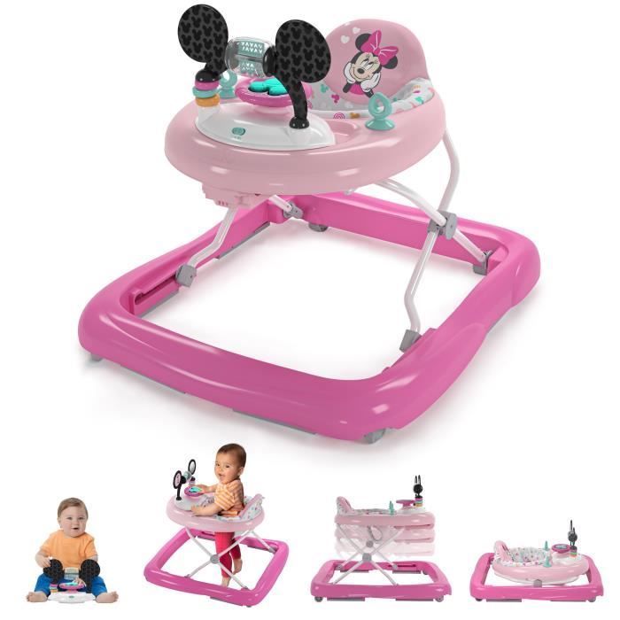 DISNEY BABY - MINNIE - 2-i-1 Konvertibel och Hopfällbar Gåstol för Flickor med Inbyggd Avtagbar Aktivitetsleksak, Babypresent
