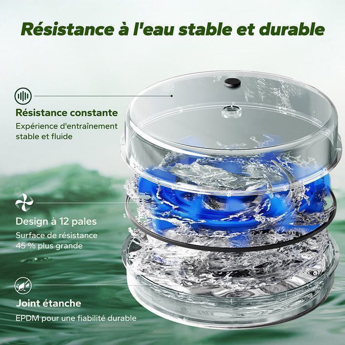 Foldable Water Rower - MERACH - 15 L - 6 Fill Markers - APP Connectivity - LCD Screen - Max 150kg - Light Rubberwood