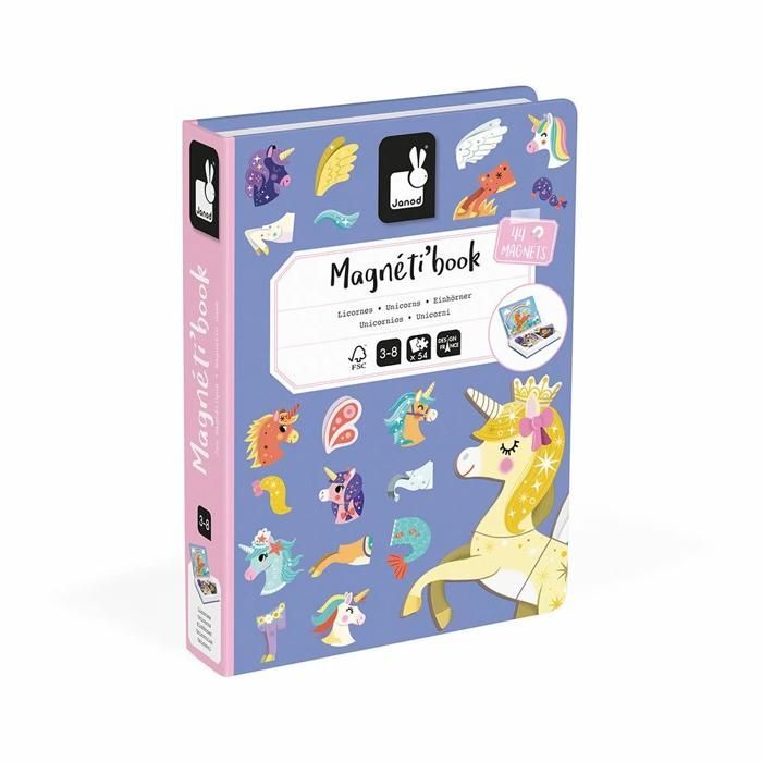 Magnéti'Book Unicorni - Gioco educativo magnetico con 44 magneti + 10 modelli - Giocattolo in cartone certificato FSC per bambini - Età 3+