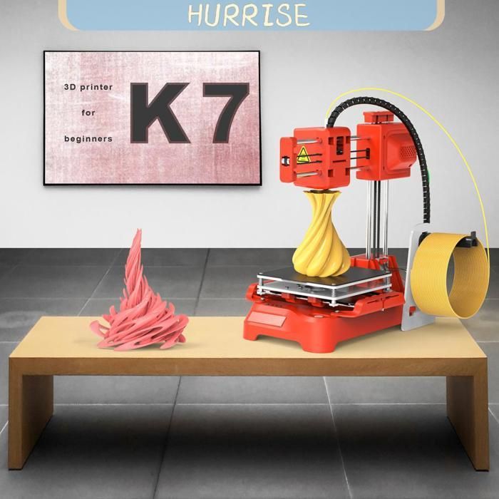 Stampante 3D HURRISE Easythreed, macchina da stampa per bambini, mini desktop, 100x100x100mm, spina UE, arancione