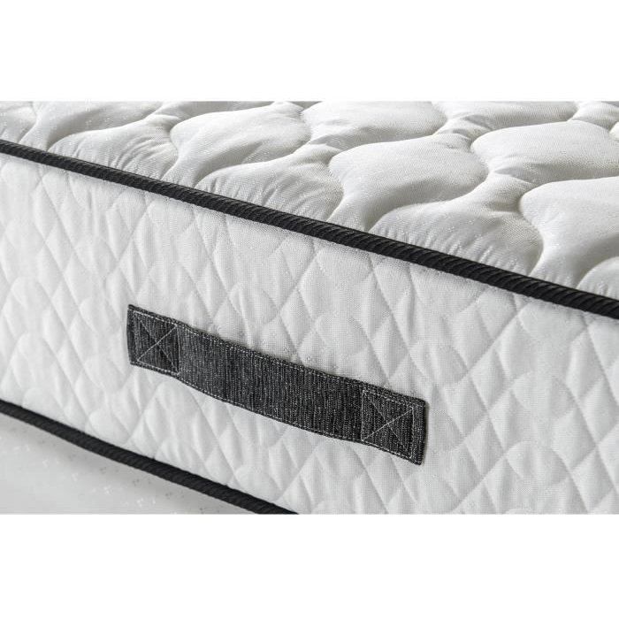 Bed base and mattress set 140 x 190 cm - Height 24 cm - Duvet and 2 pillows - 7 zones - reversible - made in Belgium