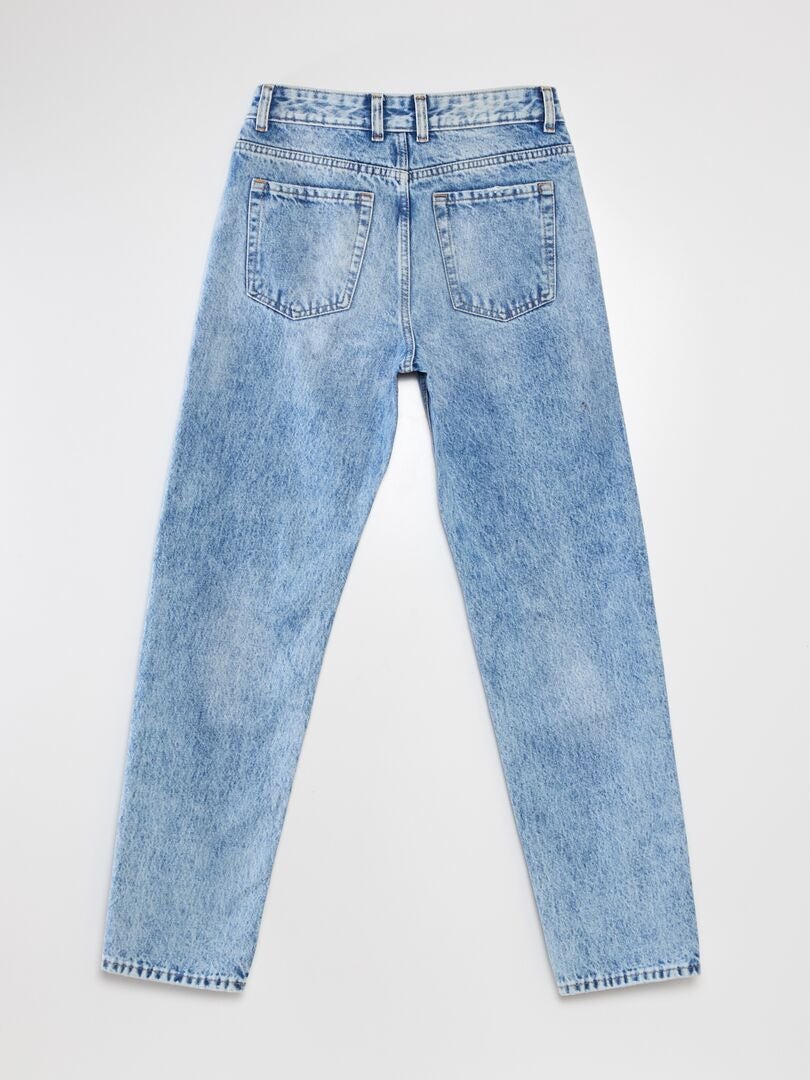 Rechte jeans met 5 zakken en slijtage-effecten - BLAUW