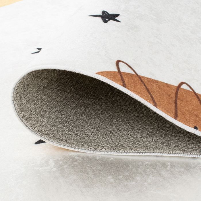 Tapis de jeu enfant - NAZAR RUGS - HAPPY - Lavable - Motif lion - Beige - 160x230 cm