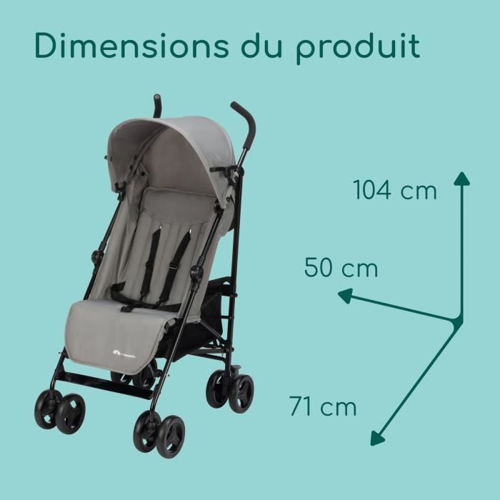 BEBECONFORT RAINBOW Kinderwagen, 2e fase, lichtgewicht, gemakkelijk op te vouwen, meerdere standen, 6 maanden tot 4 jaar, tot 22 kg, MINERAALGRIJS
