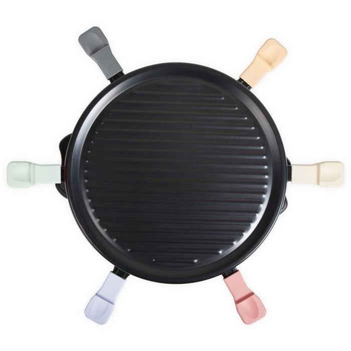 Appareil à raclette 6 personnes - LIVOO - DOC207P - 800W - 6 personnes - Porte grill amovible - 6 spatules et 6 caquelons