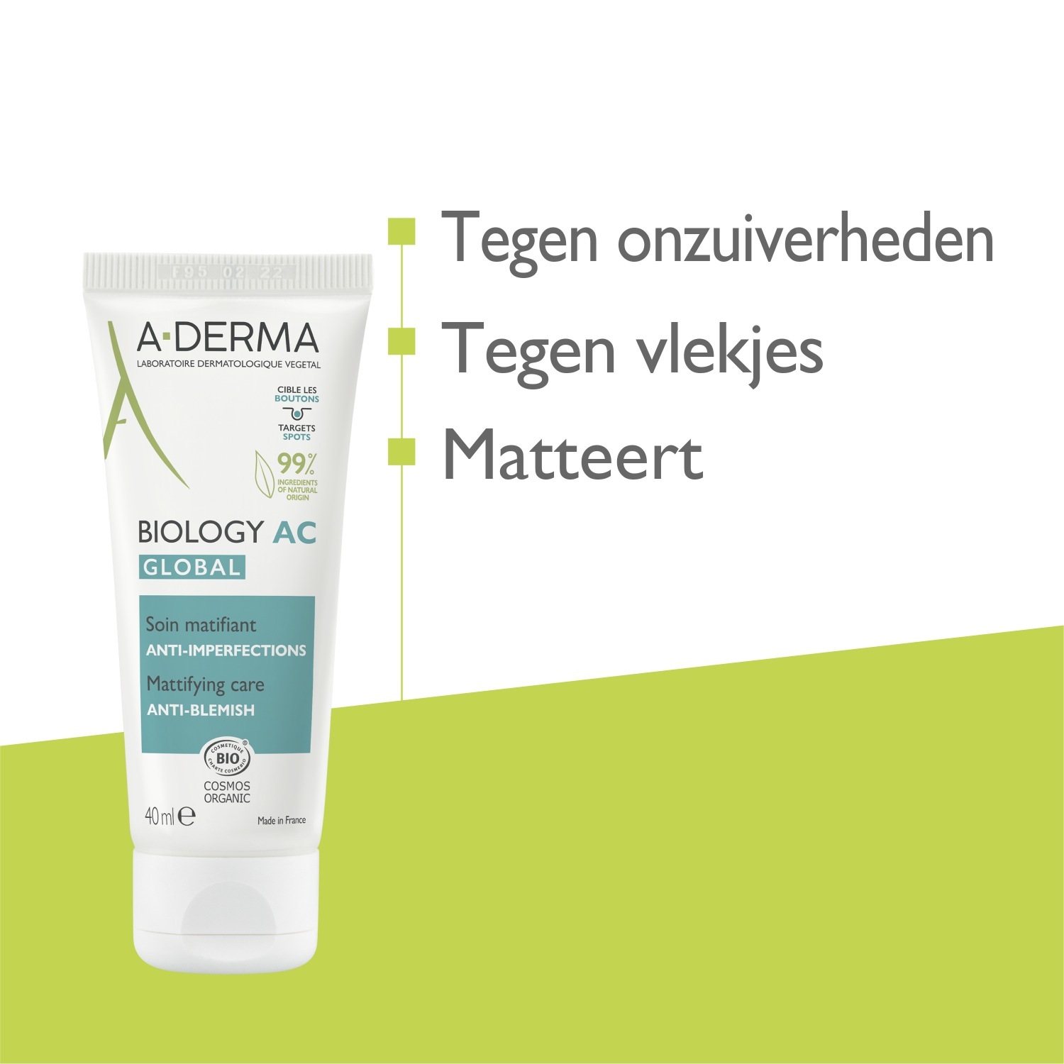 A-DERMA Anti-Blemish Care Biology AC Globalna matirajuća njega - 40 ml