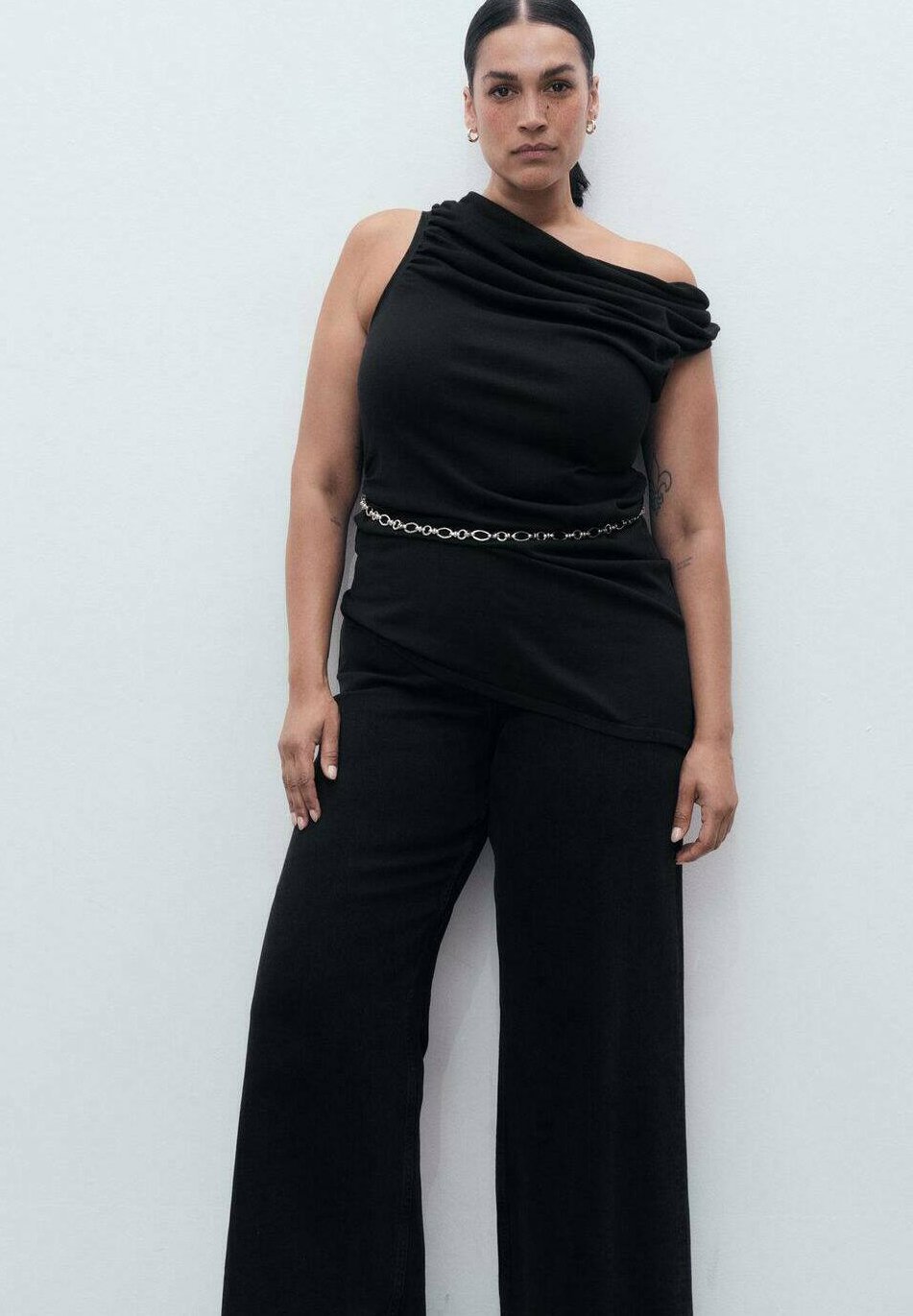 Jean évasé taille haute Mango CATHERIN CULOTTE - denim noir