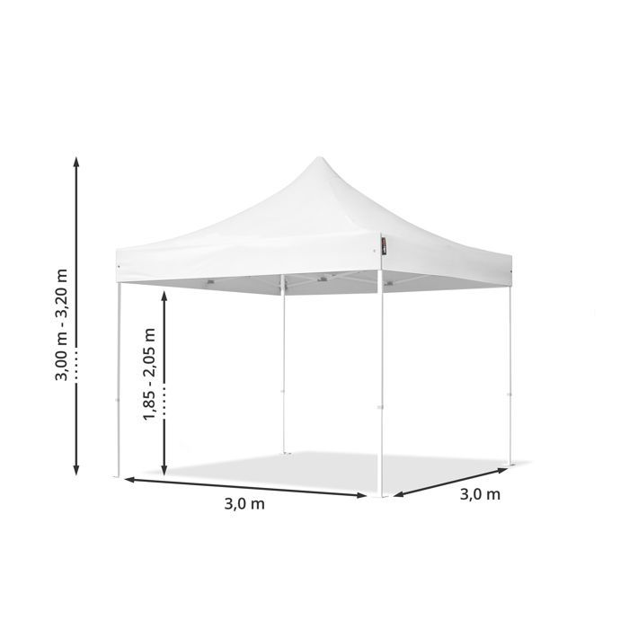 Tenda dobrável TOOLPORT 3x3m com laterais (4 janelas), cinza escuro