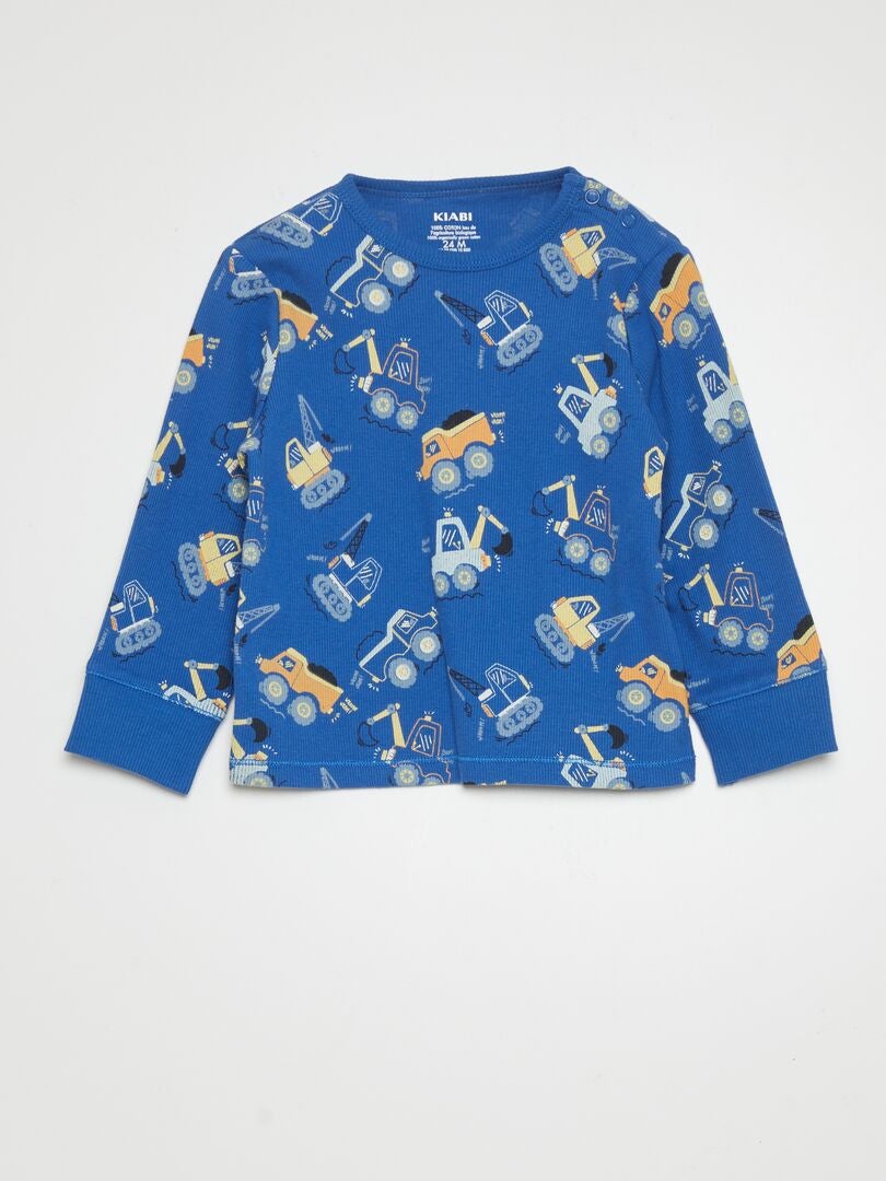 Geribbelde pyjamaset - 2-delig - BLAUW