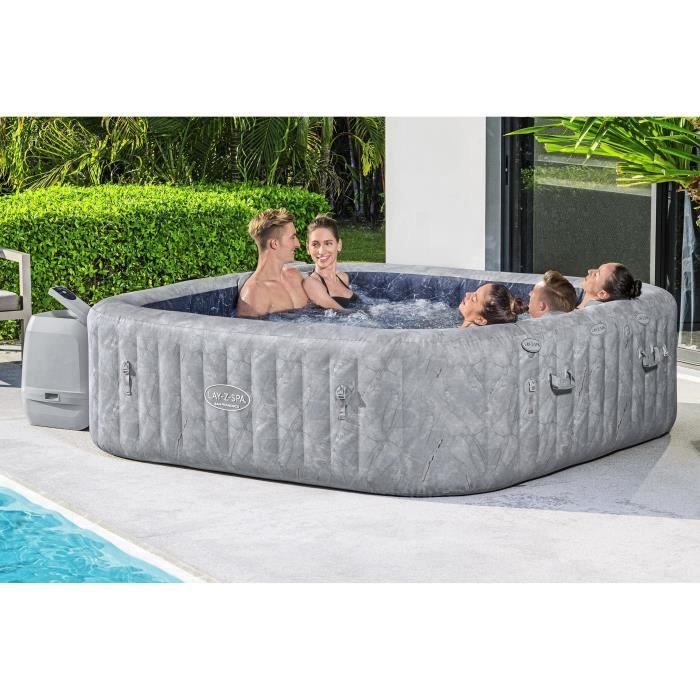 Spa gonflable BESTWAY - Lay-Z-Spa San Fransisco - Hydrojets - 230 x 230 x 71 cm - 5 à 7 places - Carré (couverture, 5 appuie-tête)