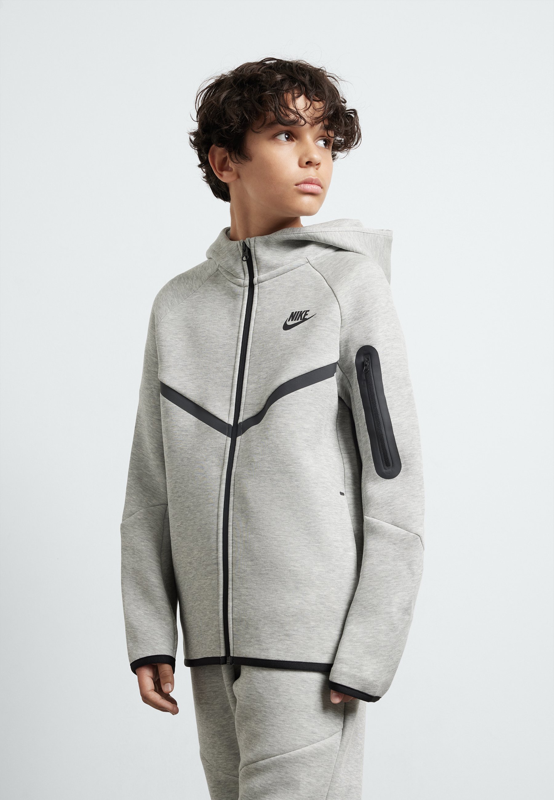 Sweat-shirt zippé Nike Sportswear unisexe - Gris chiné foncé/noir
