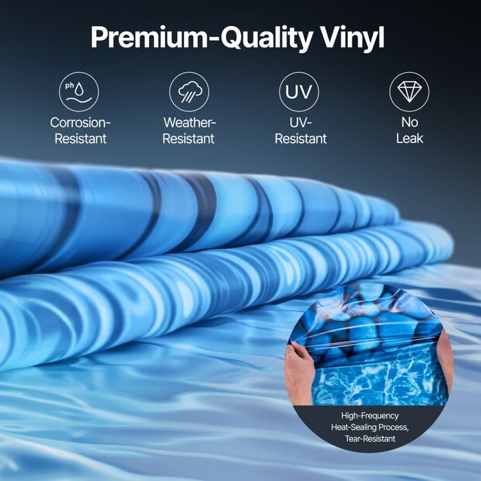DUOKU Pool Liner - Round Model - 8 Feet - Overlapping Vinyl - Height 48-54 Inches
