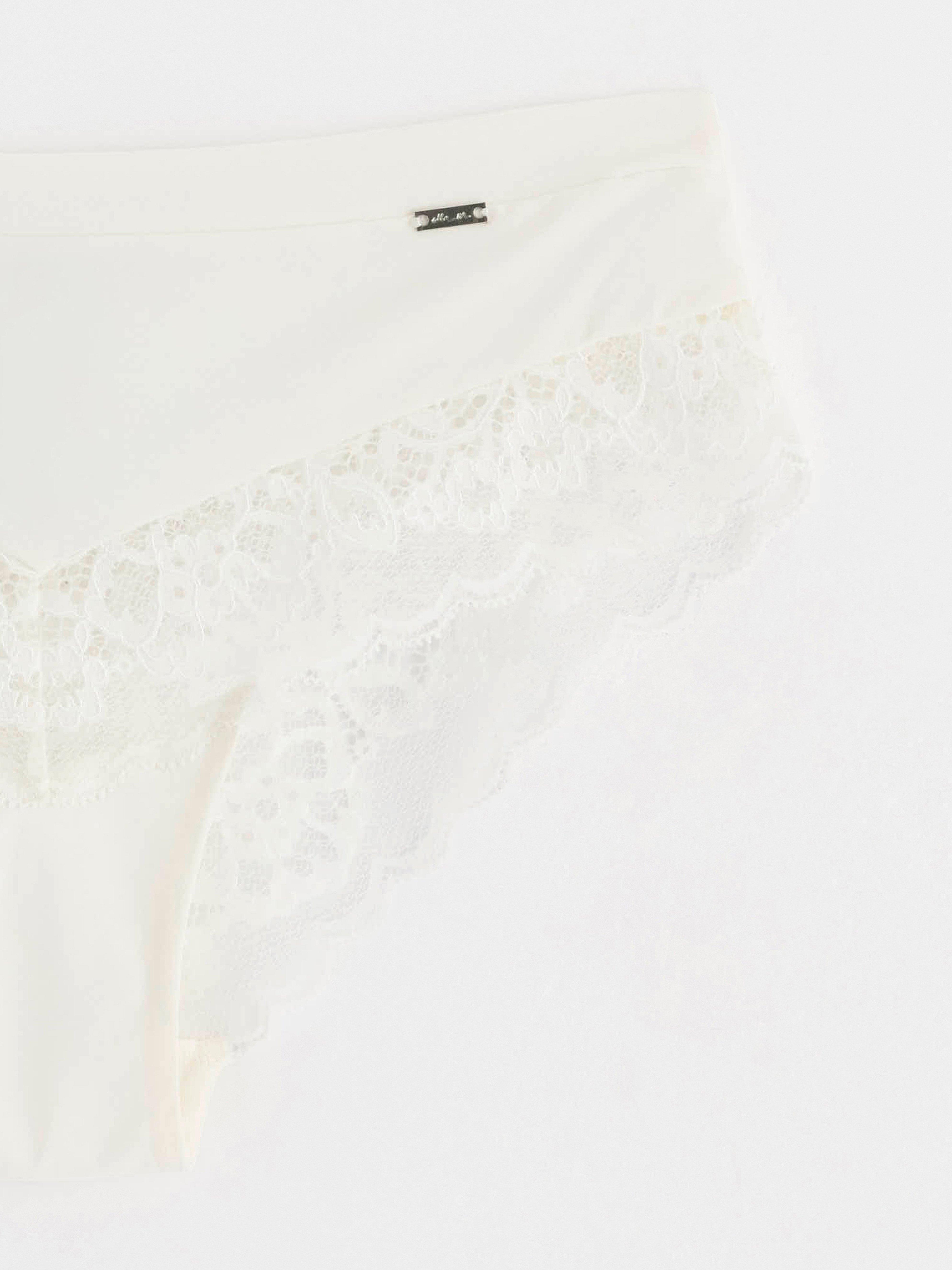 ella m – Brazilian trosa low waist med spets Light White