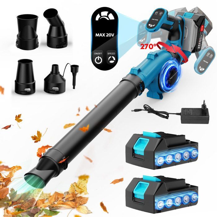 Souffleur de Feuilles - TANBABY - 6.0Ah - 3 Vitesses - Léger - 4 Buses