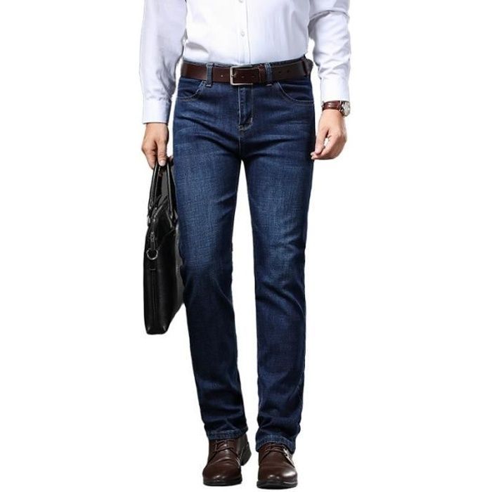 Pantalones vaqueros de hombre, corte recto, elásticos y resistentes, corte ajustado - Azul marino oscuro