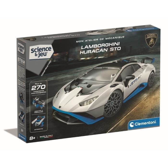 CLEMENTONI - Lamborghini Huracàn STO à construire - Roues orientables - Manuel illustré et application pour visualisation 3D - Fabri