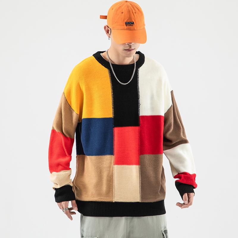 Maglioni invernali 2020 per coppie, casual e caldi, pullover da uomo, patchwork autunnale, abbigliamento casual da uomo, maglione alla moda da uomo