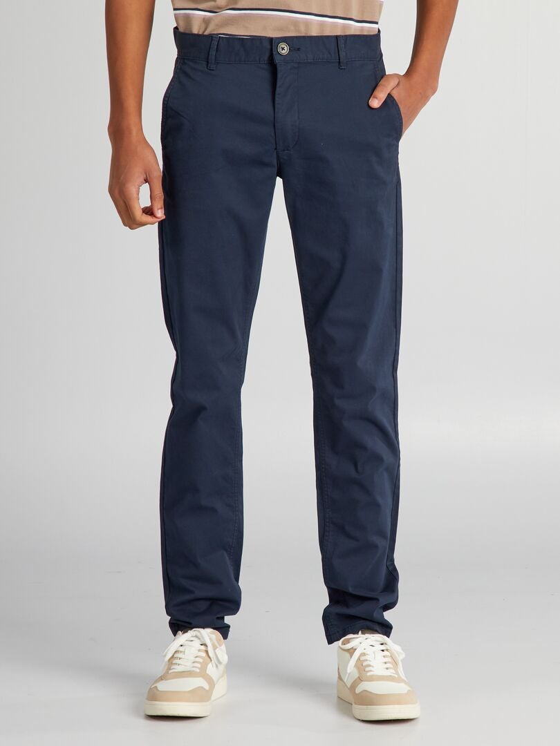Calça chino slim fit em puro algodão, tamanho L36 + 1 m 90 - azul