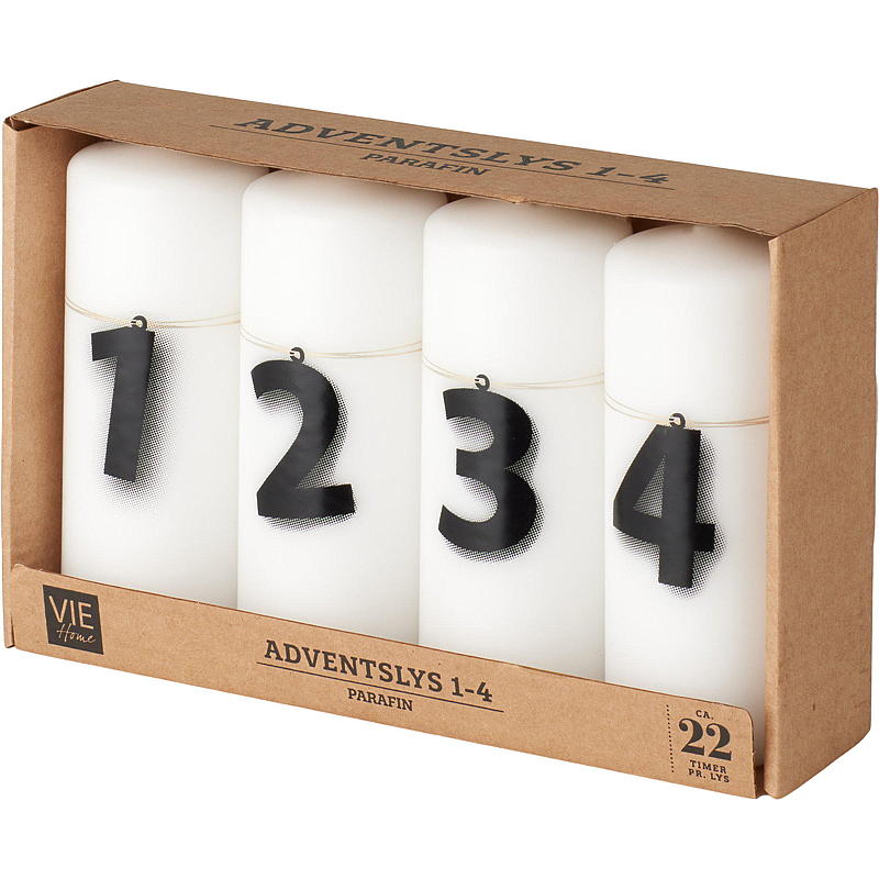 Vie Home adventslys 4-pak 12 cm, 1-4 lys hvide