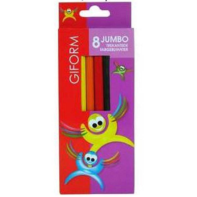 Crayons de couleur Giform Jumbo, 8 pièces, triangulaires