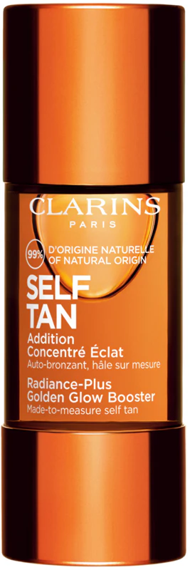 Clarins Self Tan Radiance-Plus Golden Glow Booster, produto autobronzeador facial.