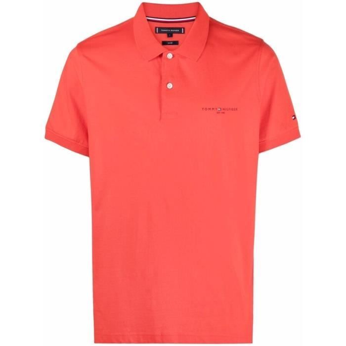 Camisa polo Tommy Hilfiger Clean Slim para hombre, color naranja.