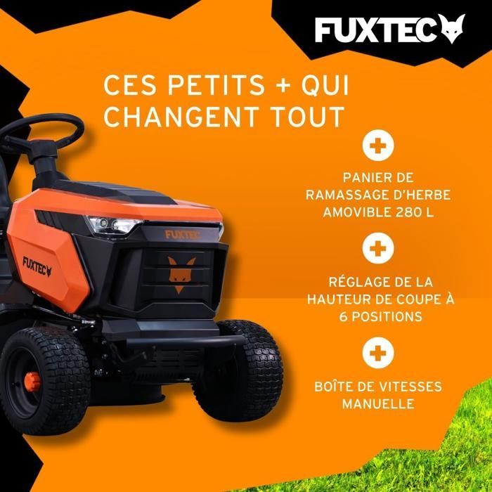 FUXTEC FX-RMT84M Zitmaaier – Gazontractor – 432 cc – 8 kW – 83 cm – Mulchen – Grasopvangbak 280 L – 6000 m²