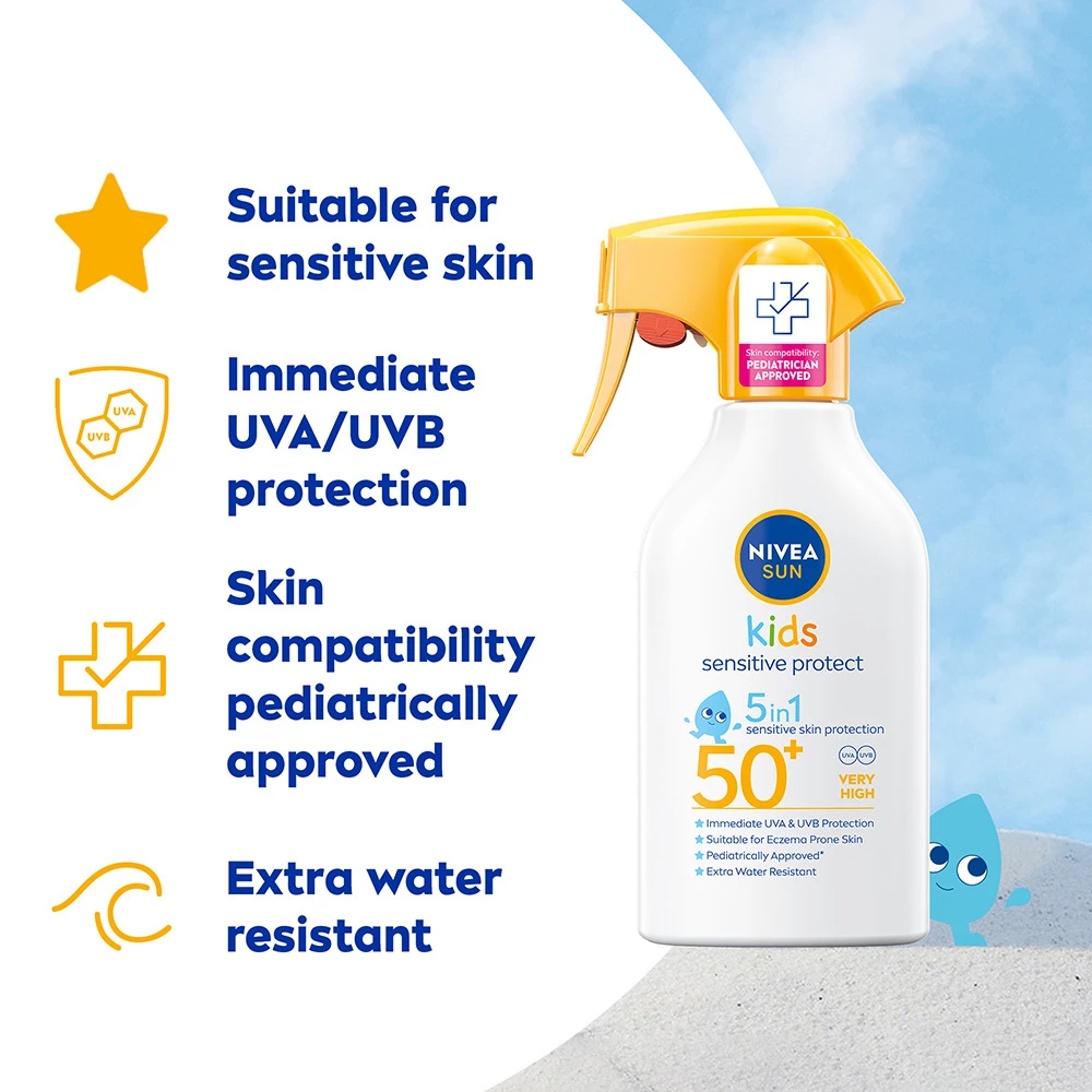 Spray przeciwsłoneczny Kids Sensitive Protect & Play SPF50+ 270 ml - NIVEA