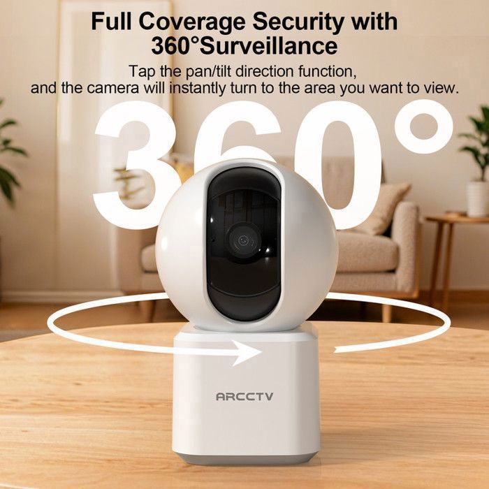 3MP HD 360° Indoor WiFi Surveillance Camera with ARCCTV, Motion Detection, and Automatic Baby or Pet Tracking Y2U3