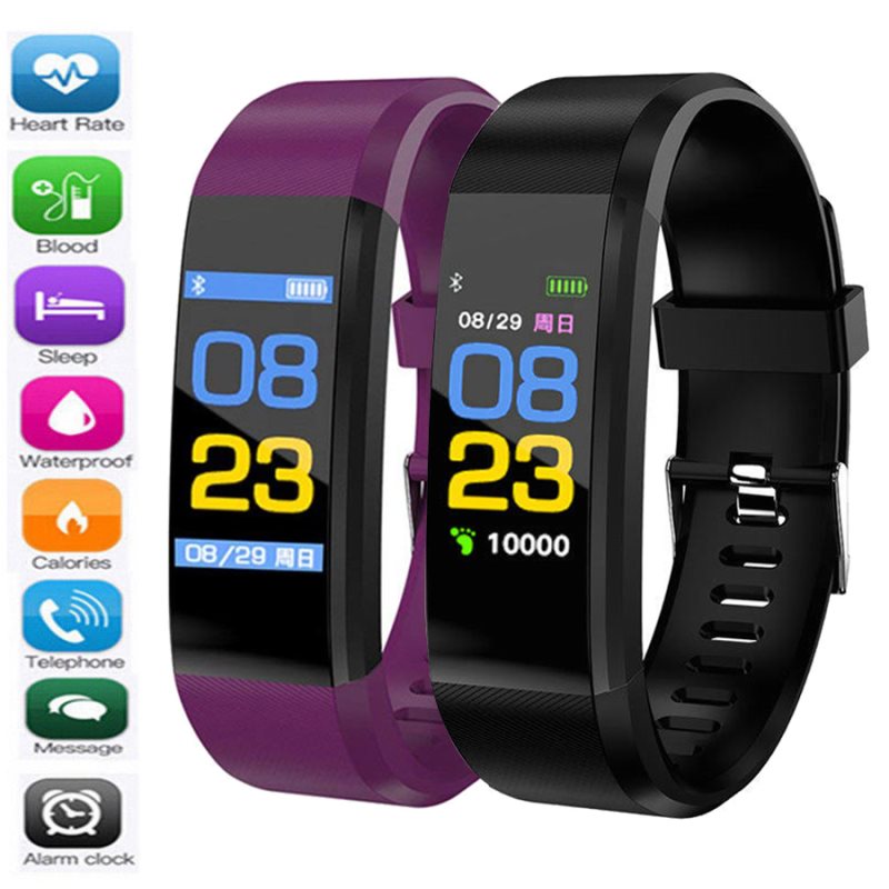 115Plus Smart Wristband Pedometer Heart Rate Detection Sleep Monitoring Fitness Tracker Men Women Smart Bracelet For Android IOS