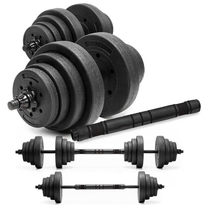 Haltères de musculation - ACTIGET - 20 kg - Réglables - Design compact - Idéal pour entraînement à domicile