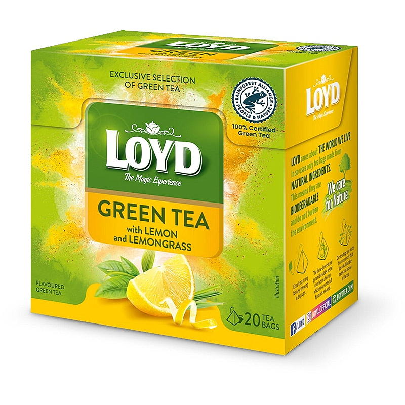 Loyd Tè verde, confezione da 20 bustine al limone Loyd