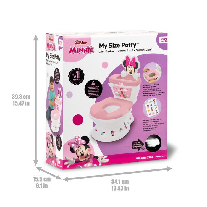 DISNEY BABY - MINNIE - Mini toilet with included toilet seat reducer, 2 in 1, MySize, Removable potty for easy cleaning