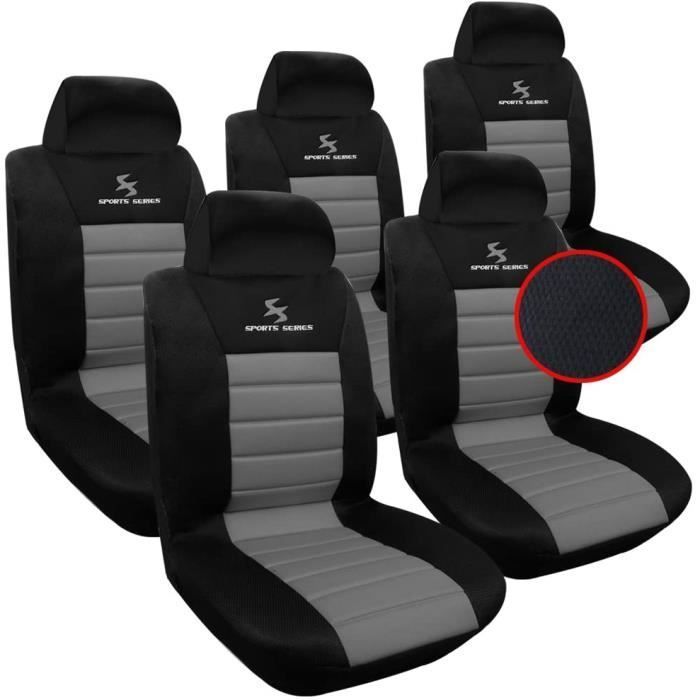 Funda de asiento WOLTU 5 X negra y gris, funda universal para asiento de coche, AS7255-5