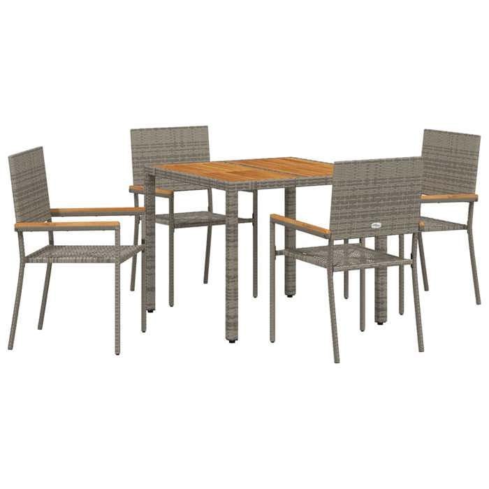 STAR SALE® Juego de mesa y sillas de jardín (5 piezas) - Resistente a los rayos UV - Poliratán gris 90x90x75 cm T83