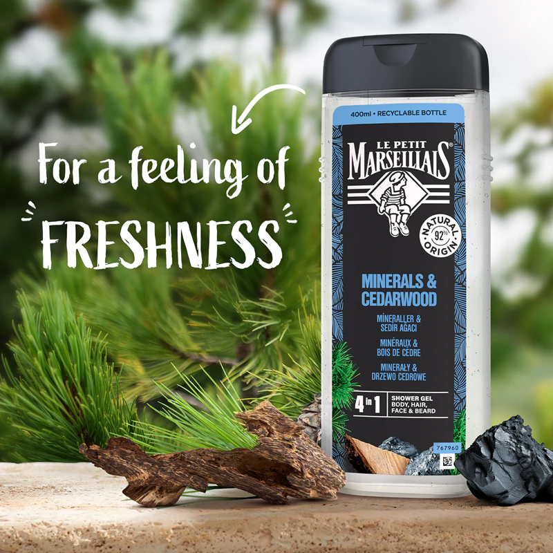 Le Petit Marseillais Minerals & Cedarwood gel de banho 4 em 1