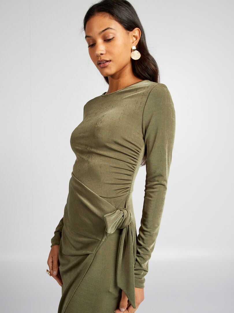 Gedrapeerde korte jurk - KHAKI