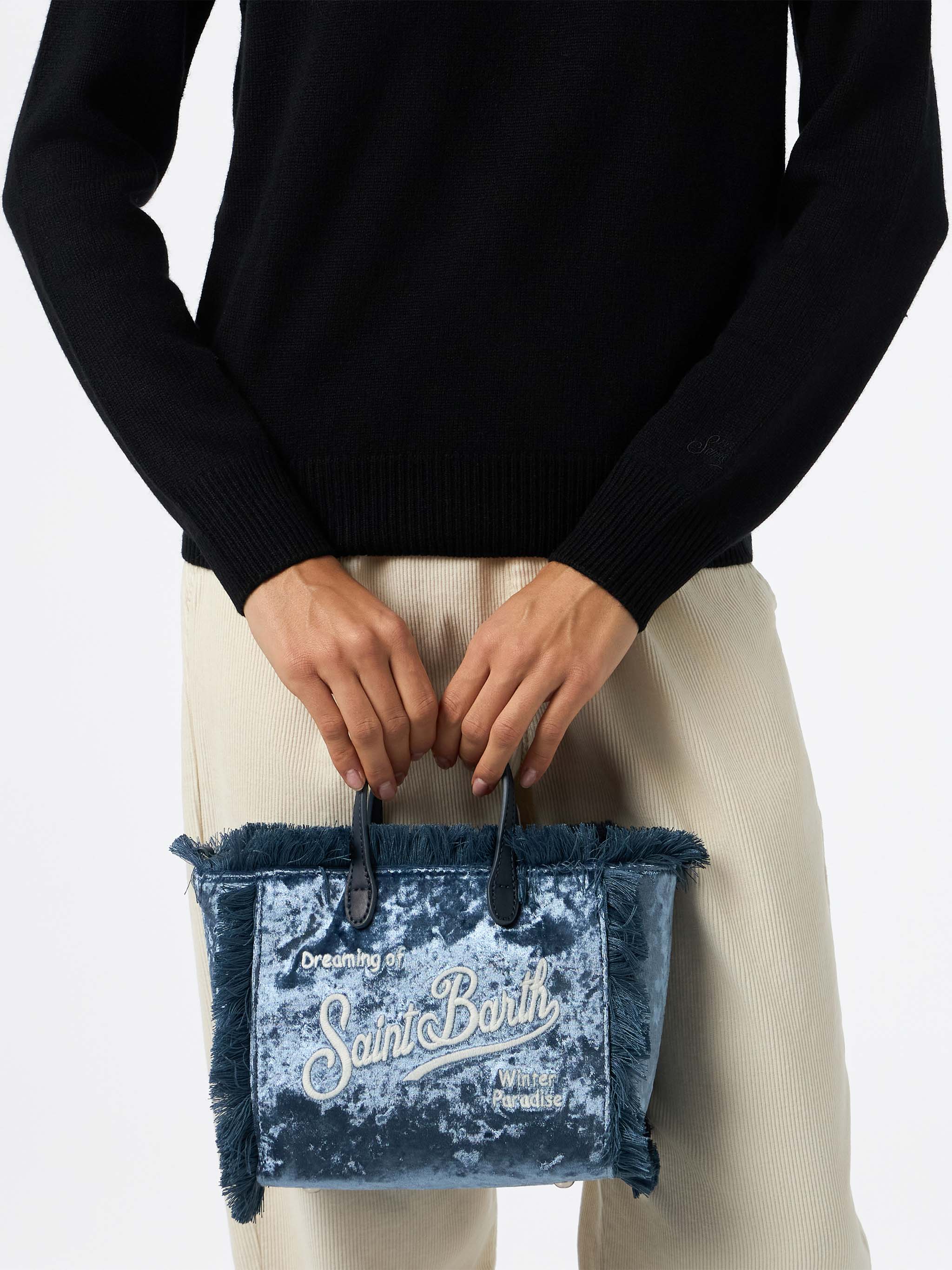 Bolso Mini Vanity en chenilla azul claro