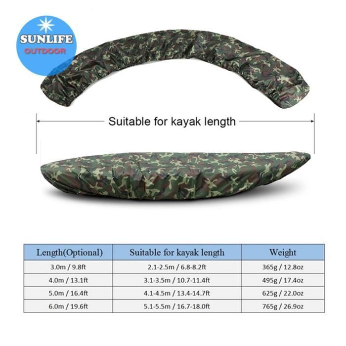Funda impermeable, a prueba de polvo y resistente a los rayos UV para kayak/canoa/embarcación, con estampado de camuflaje, 5,1-5,5 m