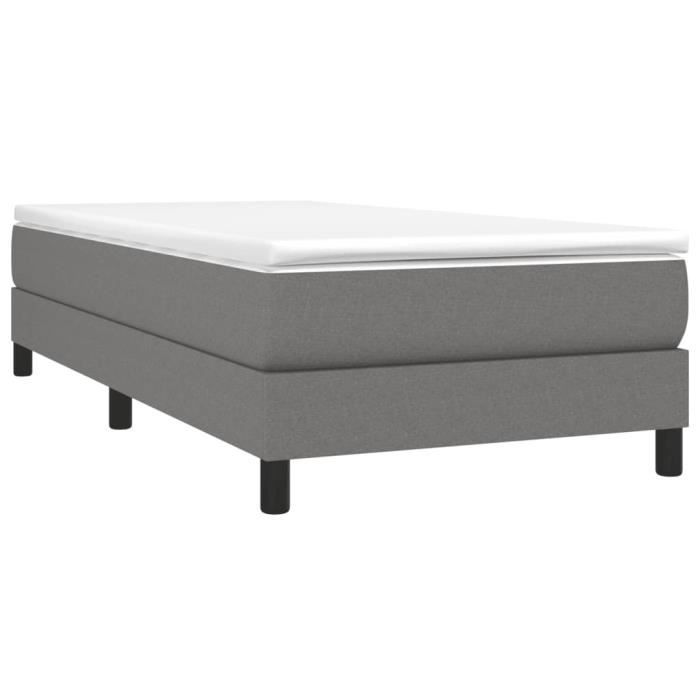Base de cama de muelles GAROSA - 90x190 cm - Tela gris oscuro - Individual - Patas incluidas